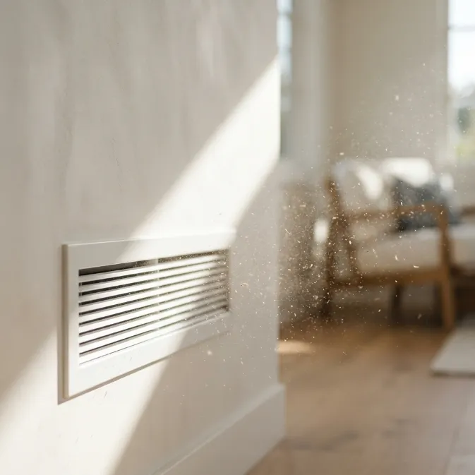 Close-up of a dusty air vent